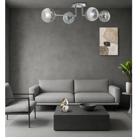 Plafon chromowany szklany 4-punktowy 2211/4 z serii ARES - Lampy Elem